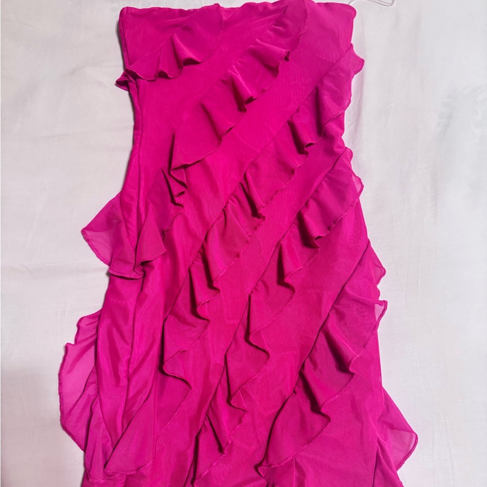 Oh Polly Fuchsia Ruffle Dress